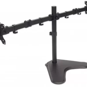 Soporte para dos monitores MANHATTAN Movimiento con brazos de doble articulación, Brazo de Montaje, Negro, 8 kg, Acero