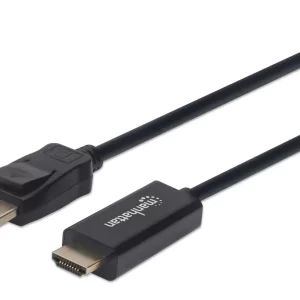 153201 Cable DisplayPort a HDMI 4k, Conector Macho DP a HDMI Macho, Longitud 1.8 m, Color negro.