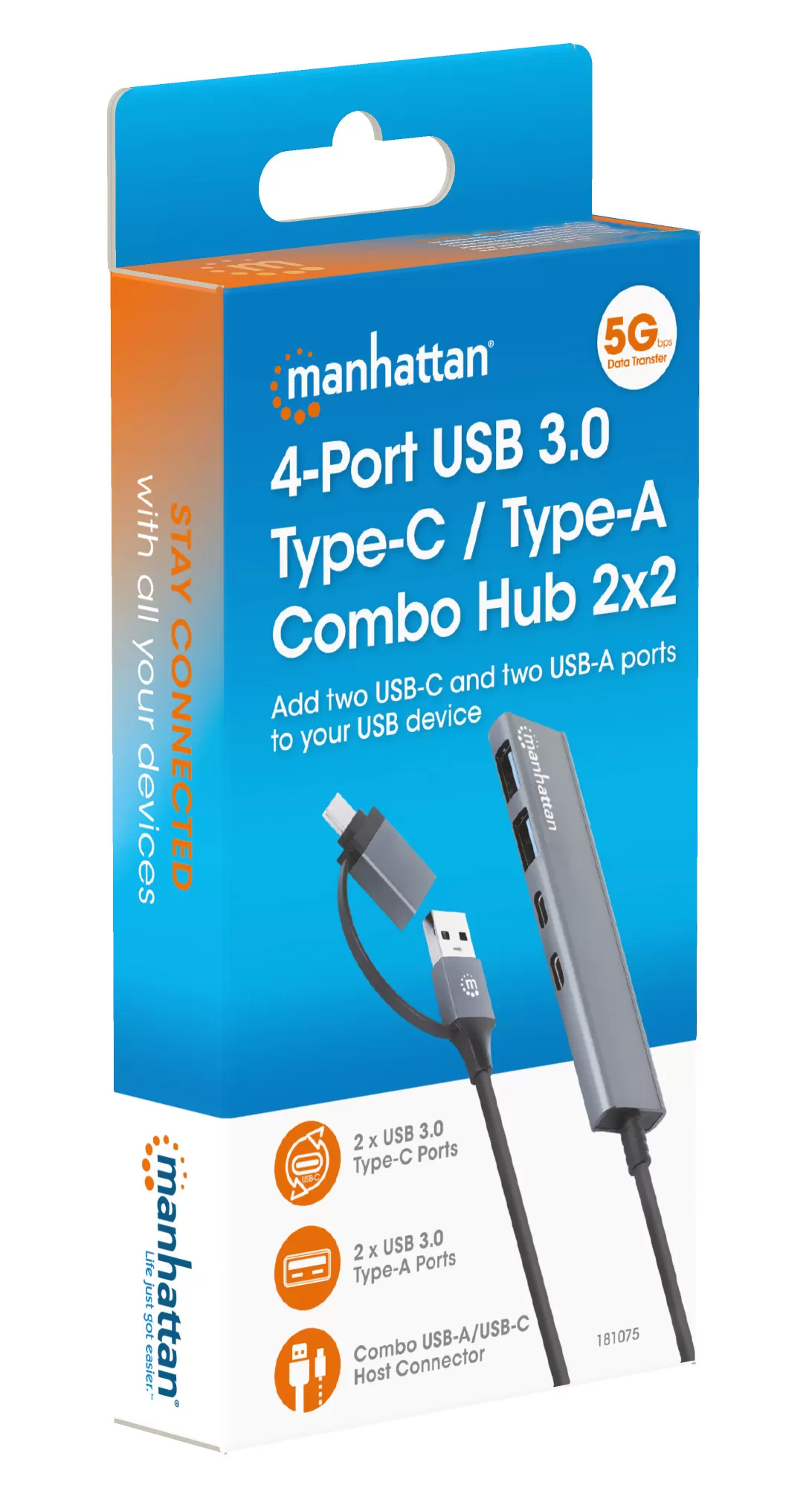 HUB USB V3.2 2Ptos A 2Ptos C (181075) MANHATTAN Hub de 4 puertos con conector combinado de USB-C a USB-A - Imagen 7