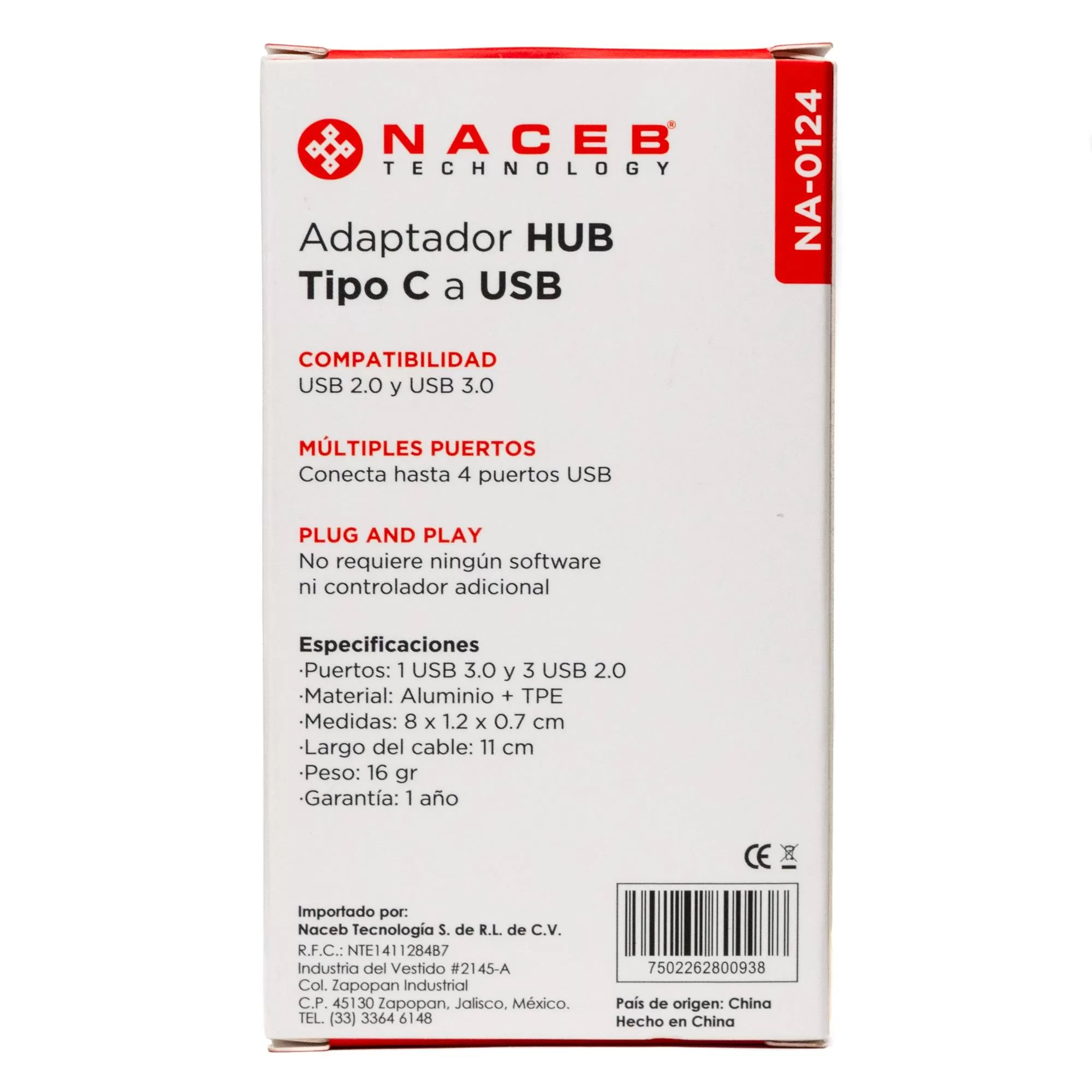 NACEB Hub Usb-C/A A 4 Puertos 1*Usb 3.0, 3*Usb2.0 NA-0124 - Imagen 3