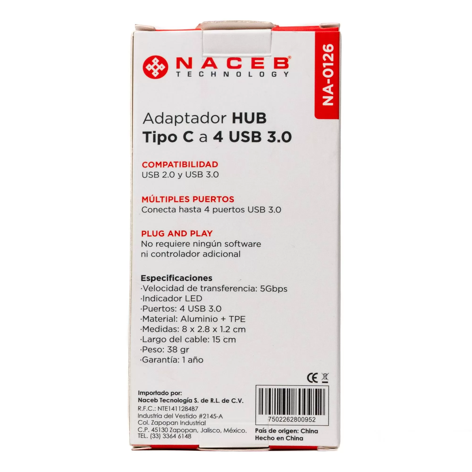 NACEB Hub Usb-C/A A 4 Puertos Usb 3.0 NA-0126 - Imagen 4