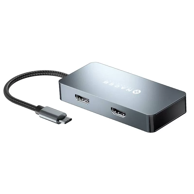 NACEB ADAPTADOR USB-C 7 EN 1 DUAL HDMI 4K+USB-C+PD100W+3*USB3.0 NA-0147 - Imagen 2