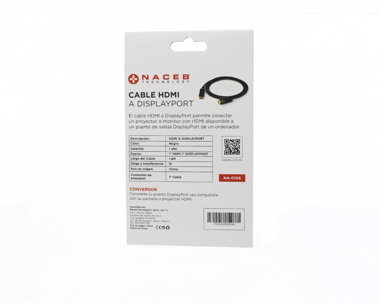 CABLE DISPLAY PORT A HDMI 1.8 CM NA-0106 - Imagen 6