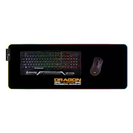 Tapete Gamer Dragon NE-483R XT RGB Grande para Teclado y Mouse Medidas 80x 35x0.4 Diseño Texturizado Control de iluminación RGB