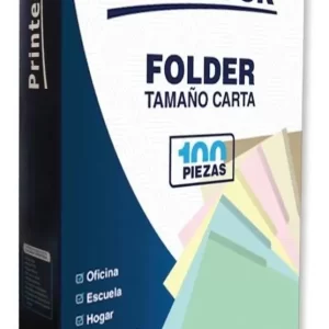 Folder Printeck carta color crema C/100 8-040-1 Dimensiones 29.3 cm de Largo x24 cm de Ancho 4.5 de grosor Capacidad para 50 hojas