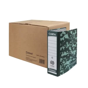 Registrador Carta Printeck verde pieza 24-001A-1 material Cartón medidas 27.5 x30 cm extendido 63x30 2 arillos capacidad 700 hojas