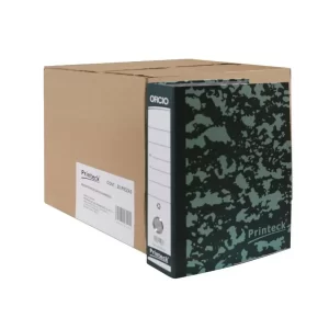 Registrador Oficio Printeck verde pieza 24-002A-1 material Cartón medidas 27.75 cm ancho x35 altura y 7 de lomo 2 argollas capacidad 360 hojas