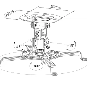 Soporte de proyector OVALTECH OVPR-150MM de 150MM / 360 Grados (Resistencia 13.5kgs)