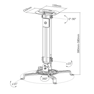 Soporte de proyector OVPR-580MM OVALTECH de 380-580MM / 360 Grados (Resistencia 13.5kgs)