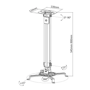 Soporte de proyector OVALTECH OVPR-900MM de 545-900MM / 360 Grados (Resistencia 13.5kgs)