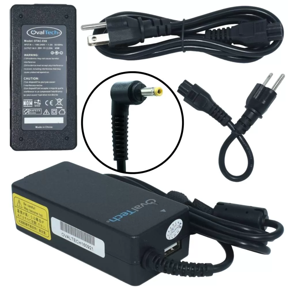 Cargador / Adaptador para Laptop OVALTECH OTAC-E68 de 45W 20V 2.25A (4.0*1.7)