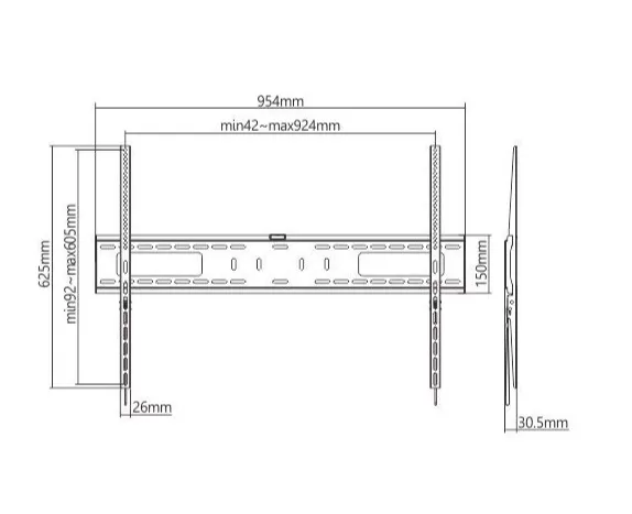 Soporte de Pared Fijo OVALTECH OVTV-F60100 para TV de 60 pulgadas a 100 pulgadas (Resistencia 75kgs) - Imagen 5