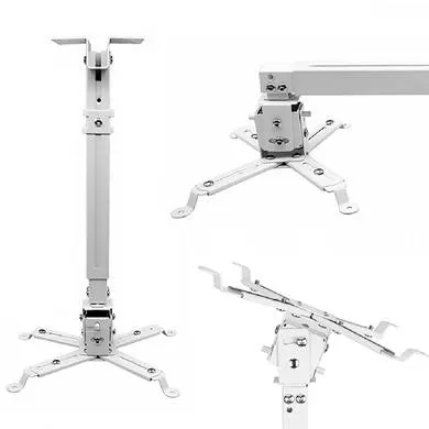 Soporte de Proyector Universal, para Techo ó Pared, Expandible de 43 a 63 cms, en Acero, con Resistencia de 10 kg, Color Blanco, BROBOTIX 573106 - Imagen 3