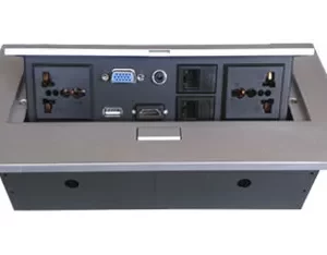 Caja de Mesa, RJ45 Cat 5e, HDMI, SVGA, USB V2.0, 3.5 mm, Nema 5-15R, Plata, BROBOTIX 005514