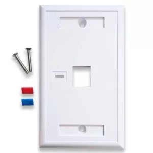 TAPA - FACEPLATE DE 1 PANEL PARA JACK, UNIVERSAL, STANDARD, BLANCO, BROBOTIX 251701