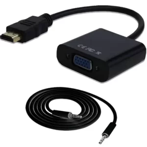 Convertidor HDMI a VGA, C/Audio 3.5, Negro, BROBOTIX 110964N