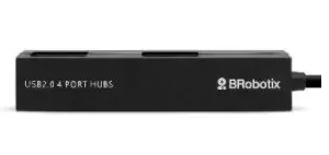 Hub USB V2.0, Compacto, 4 Puertos, Negro BROBOTIX 497677, USB V2.0, 4 puertos, 480 Mbit/s, Negro
