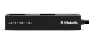 Hub USB V2.0, Compacto, 4 Puertos, Negro BROBOTIX 497677, USB V2.0, 4 puertos, 480 Mbit/s, Negro