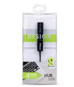 Hub USB V2.0, Compacto, 4 Puertos, Negro BROBOTIX 497677, USB V2.0, 4 puertos, 480 Mbit/s, Negro - Imagen 4