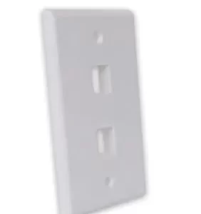 TAPA - FACEPLATE DE 2 PANELES PARA JACK, UNIVERSAL, STANDARD, BLANCO, BROBOTIX 251702