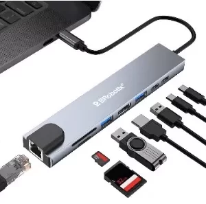 Docking Station USB C, 8 EN 1, HDMI/RJ45 GIGABIT/USB A/USB C/SD/MICRO SD. BROBOTIX 60007000
