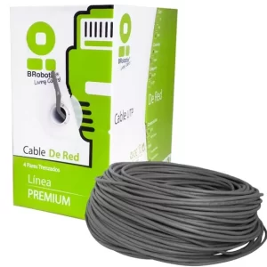 Bobina UTP, CAT5e, 100 m, Interior, Gris, CCA, en Caja Protectora, c/Tubo Despachador, Metreada, Ideal p/ RED / CCTV, BROBOTIX 400052G