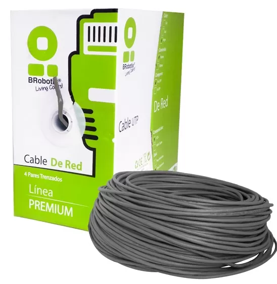 Bobina UTP, CAT5e, 100 m, Interior, Gris, CCA, en Caja Protectora, c/Tubo Despachador, Metreada, Ideal p/ RED / CCTV, BROBOTIX 400052G