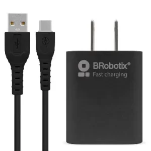 COMBO CARGA RÁPIDA: CARGADOR USB V3.0 + CABLE USB TIPO "C". NEGRO (6001561), Brobotix