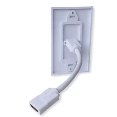 TAPA - FACEPLATE DE 1 PANEL CON JACK HDMI C/CABLE HEMBRA (PIGTAIL), UNIVERSAL, STANDARD, BLANCO, BROBOTIX 073307 - Imagen 2
