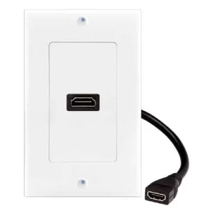 TAPA - FACEPLATE DE 1 PANEL CON JACK HDMI C/CABLE HEMBRA (PIGTAIL), UNIVERSAL, STANDARD, BLANCO, BROBOTIX 073307