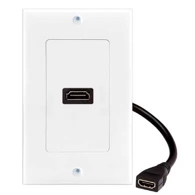 TAPA - FACEPLATE DE 1 PANEL CON JACK HDMI C/CABLE HEMBRA (PIGTAIL), UNIVERSAL, STANDARD, BLANCO, BROBOTIX 073307