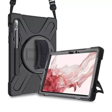 FUNDA PROTECTOR C/CORREA, USO RUDO, GIRO 360º , P/SAMSUNG GALAXY S9, 11 PULGADAS, C/MICA, X710/X706/X700/X510/T870/T875, BROBOTIX 6005576