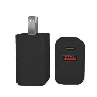 Cargador Carga Rápida, Dual USB V3.0 38W, 1 Puerto Tipo A y 1 Puerto Tipo C, Negro, BROBOTIX 6005569
