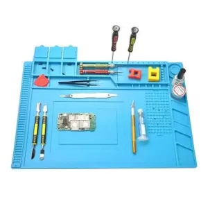 Tapete de trabajo antiestático para electrónicos, magnético, organizador de silicón,45x30 cms, Azul, BROBOTIX 6005996