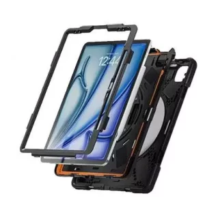 FUNDA PROTECTOR CON CORREA, DE USO RUDO, GIRO 360°, PARA IPAD AIR 13 PULGADAS 2024, CON MICA, 6007426 BROBOTIX