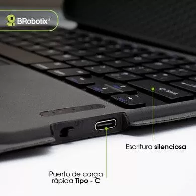 FUNDA CON TECLADO MAGNÉTICO, TECLADO BLUETOOTH Y PANEL TÁCTIL PARA IPAD 11 PULGADAS, GENERACION 11, BATERÍA RECARGABLE, 6007860 BROBOTIX