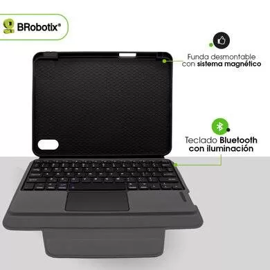 FUNDA CON TECLADO MAGNÉTICO, TECLADO BLUETOOTH Y PANEL TÁCTIL PARA IPAD 11 PULGADAS, GENERACION 11, BATERÍA RECARGABLE, 6007860 BROBOTIX - Imagen 3