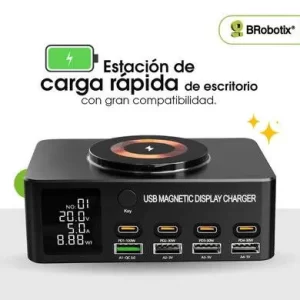 ESTACIÓN DE CARGA MAGNETICA USB 9 EN 1, 140 W, USB-A x 4 PUERTOS , USB-C x 4 PUERTOS, 406467 BROBOTIX