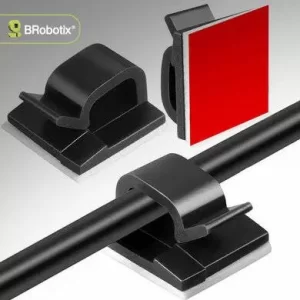 ORGANIZADOR DE CABLES, ORGANIZADOR ADHESIVO PARA CABLES, PAQUETE CON 24 PIEZAS, COLOR TRANSPARENTE, 406337, BROBOTIX