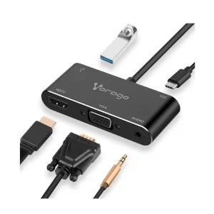 Convertidor Vorago 5 en 1 ADP-350 Usb tipo C a HDMI, VGA, Usb 3.0, Jack 3.5MM, PD