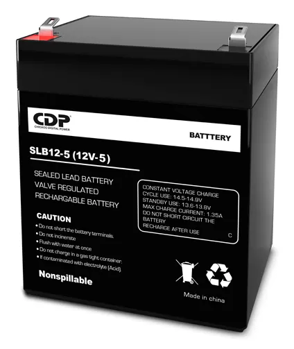 Batería modelo SLB-12/5 de 12 volt 5 amperes sellada libre de mantenimiento (no derramable)