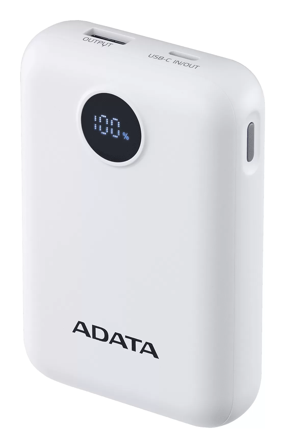 PowerBank ADATA C100 de 10,000 mAh. Carga simultánea de 2 dispositivos. Con indicador LED de carga. Color BLANCO. PC10022-12WH - Imagen 4