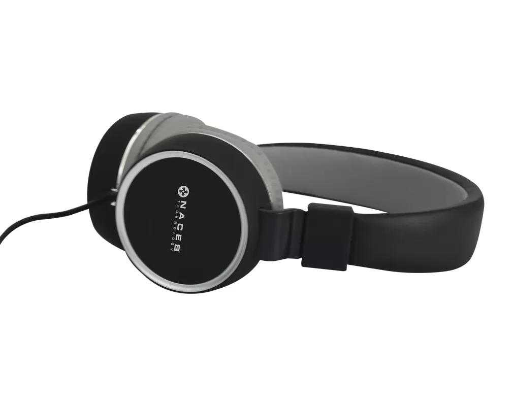 Diadema Naceb Technology NA-0310G, Gris, 3.5 mm, 1.2 m, 110 DB +- 3DB