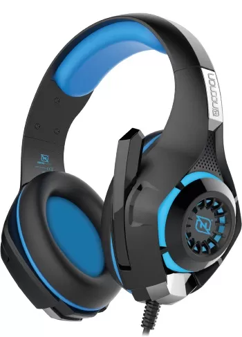 HEADSET GAMING OVER-EAR NBHG VIPER LED ALAMBRICO DIADEMA FLEXIBLE MICROFONO 3.5MM USB PC CONSOLAS CELULAR INC ADAPTADOR MEGABASS AZUL - Imagen 4