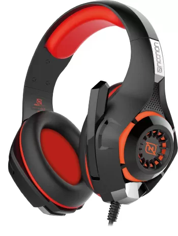 HEADSET GAMING OVER-EAR NBHG VIPER LED ALAMBRICO DIADEMA FLEXIBLE MICROFONO 3.5MM USB PC CONSOLAS CELULAR INC ADAPTADOR MEGABASS ROJO - Imagen 3