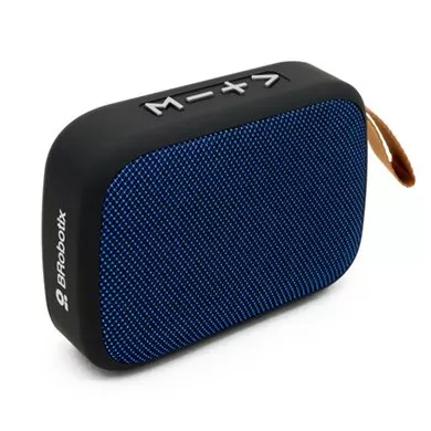 BOCINA BLUETOOTH, INALAMBRICA, RECARGABLE, STEREO C/RADIO FM, LECTOR USB Y MICRO USB, PORTATIL, ANTIDESLIZANTE, NEGRO/AZUL, C/CORREA, BROBOTIX 136445 - Imagen 3