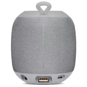 BOCINA BLUETOOTH, INALAMBRICA, RECARGABLE, STEREO C/RADIO FM, LECTOR USB, MICRO USB, 3.5 MM, REDONDA, PORTATIL, ANTIDESLIZANTE, GRIS, BROBOTIX 263052