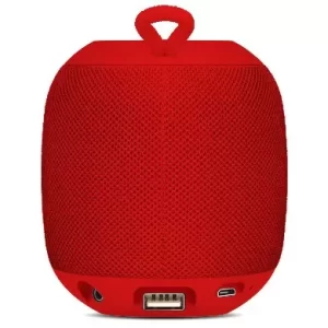 BOCINA BLUETOOTH, INALAMBRICA, RECARGABLE, STEREO C/RADIO FM, LECTOR USB, MICRO USB, 3.5 MM, REDONDA, PORTATIL, ANTIDESLIZANTE, ROJO, BROBOTIX 263816