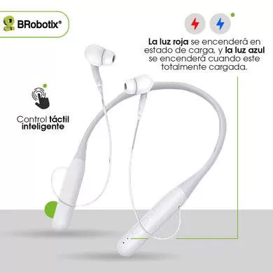 AUDIFONOS INALÁMBRICOS BLUETOOTH TWS, CON BANDA PARA CUELLO, COLOR BLANCO 6005903 BROBOTIX - Imagen 2
