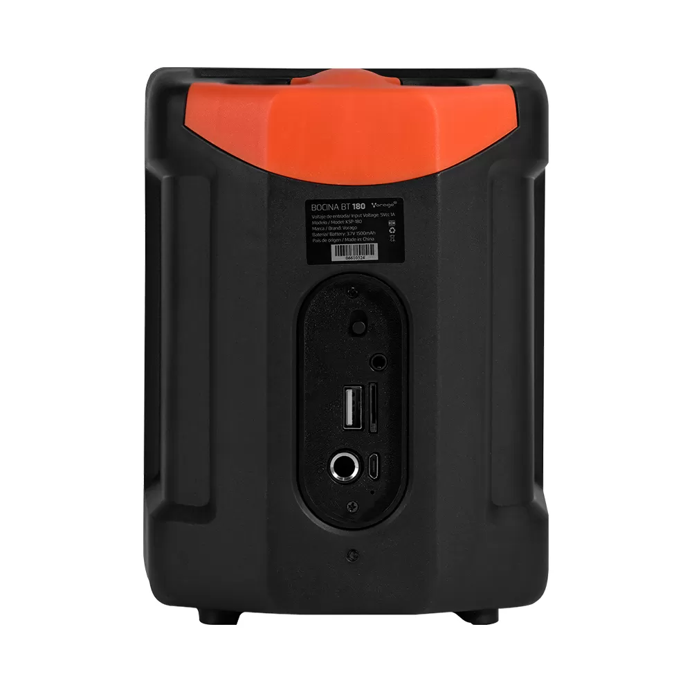 MINI BAFLE VORAGO KSP-180 NEGRO 3 10WATTS RMS / RECARGABLE / TWS BT 4HRS CARGA USB TIPO C - Imagen 4